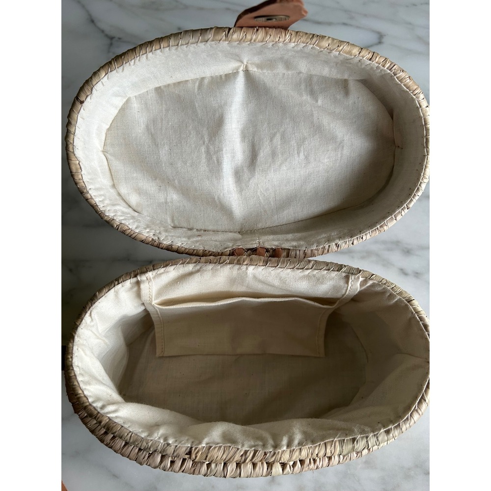 Ten Thousand Villages Woven Straw Crossbody Purse Tan Leather Trim Bangladesh - Picture 9 of 16